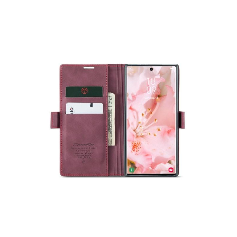 CASEME Retro Lompakkokotelo Samsung Galaxy S23 Ultra - Punainen