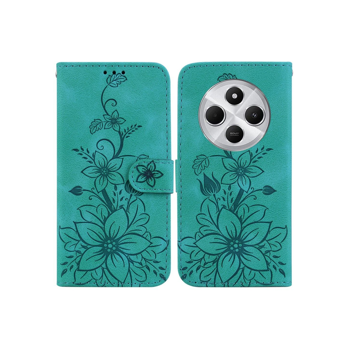 For Xiaomi Redmi 14C 4G Case Lily Flower Imprint Phone Cover with Stand