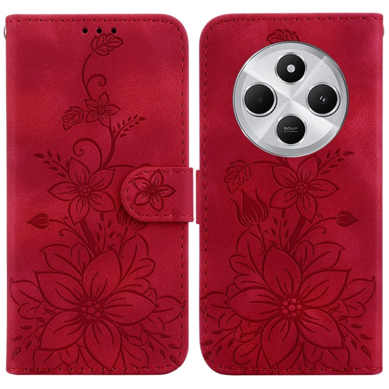 Til Xiaomi Redmi 14C 4G Cover Lily Flower Imprint Telefoncover med Støtte