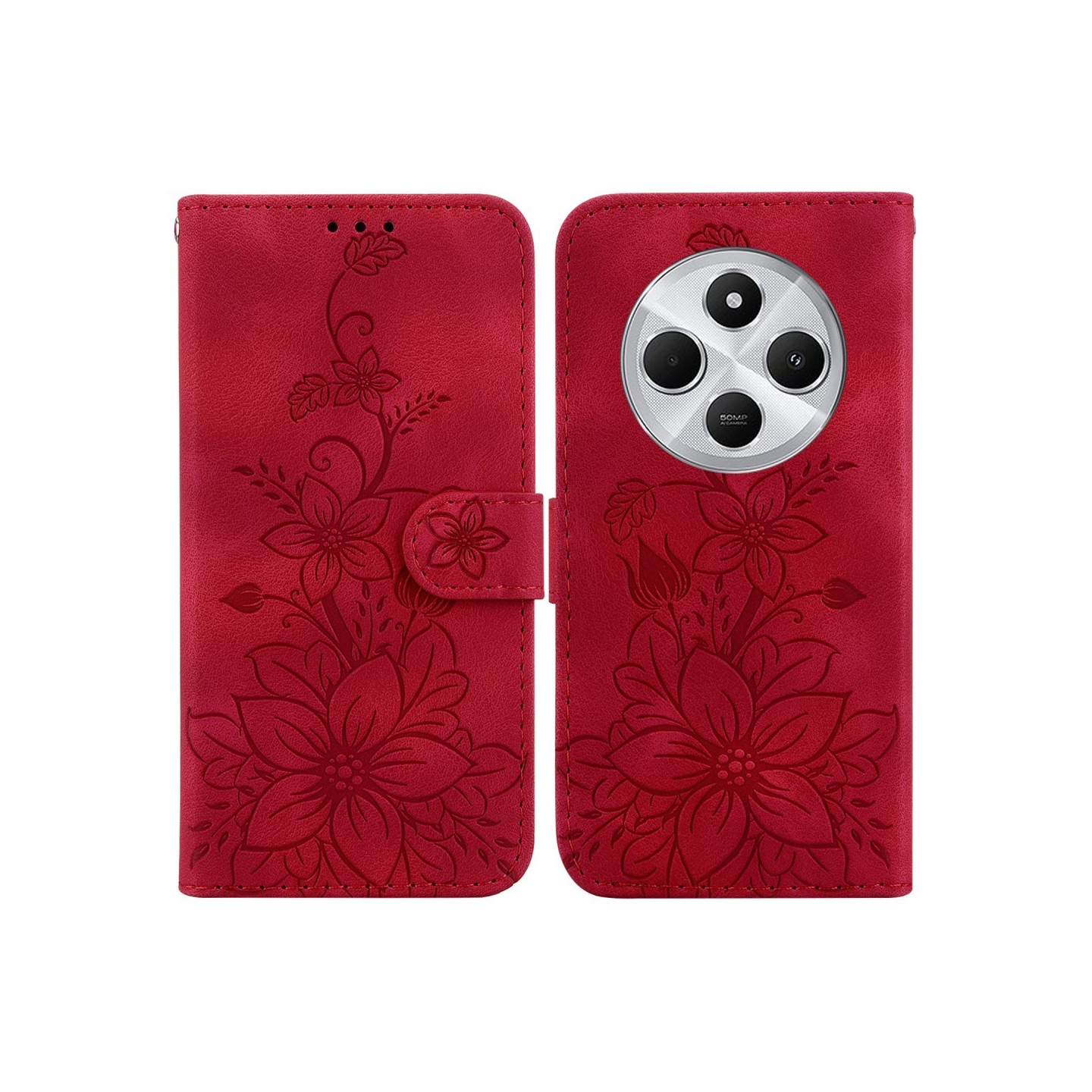 Til Xiaomi Redmi 14C 4G Cover Lily Flower Imprint Telefoncover med Støtte