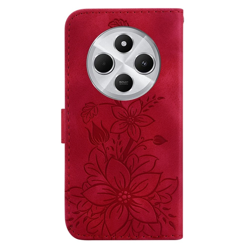 For Xiaomi Redmi 14C 4G Case Lily Flower Imprint Phone Cover with Stand