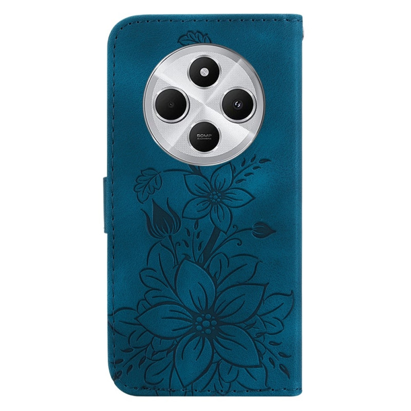 For Xiaomi Redmi 14C 4G Case Lily Flower Imprint Phone Cover with Stand