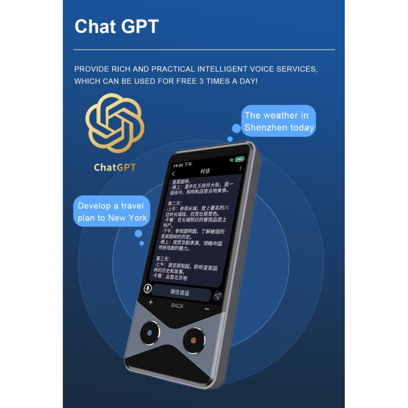 V9000 AI Smart Translator Language Translator 4G WiFi Offline - tuki 137 kielellä