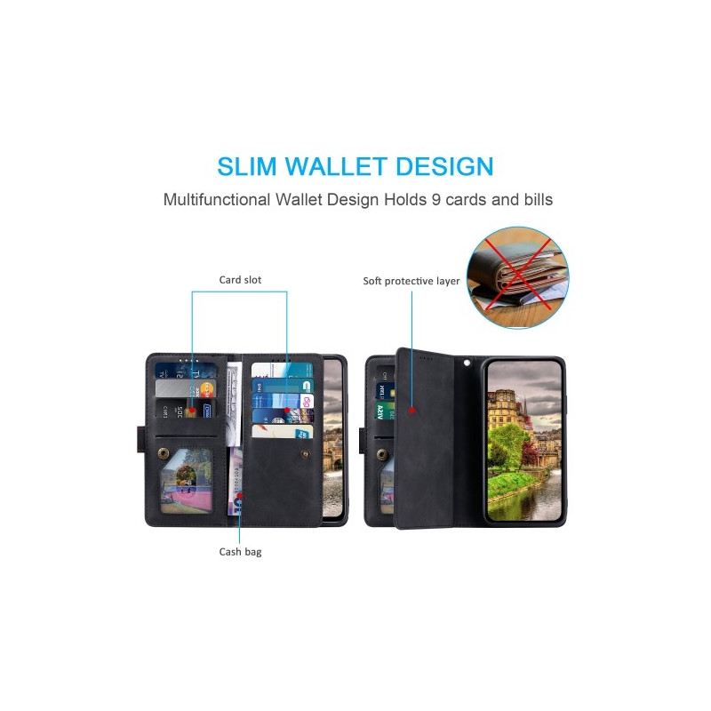 Xiaomi 14T Pro Kuori Vetoketjutaskulla ja 9 Korttipaikalla