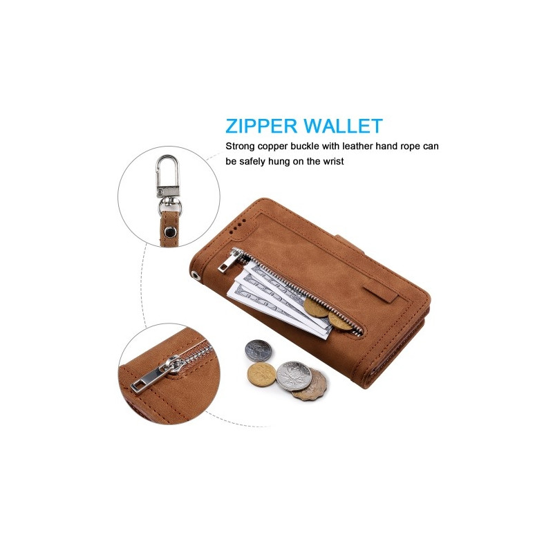 For Xiaomi 14T Pro Case Zipper Pocket PU Leather Phone Cover with 9 Card Slots