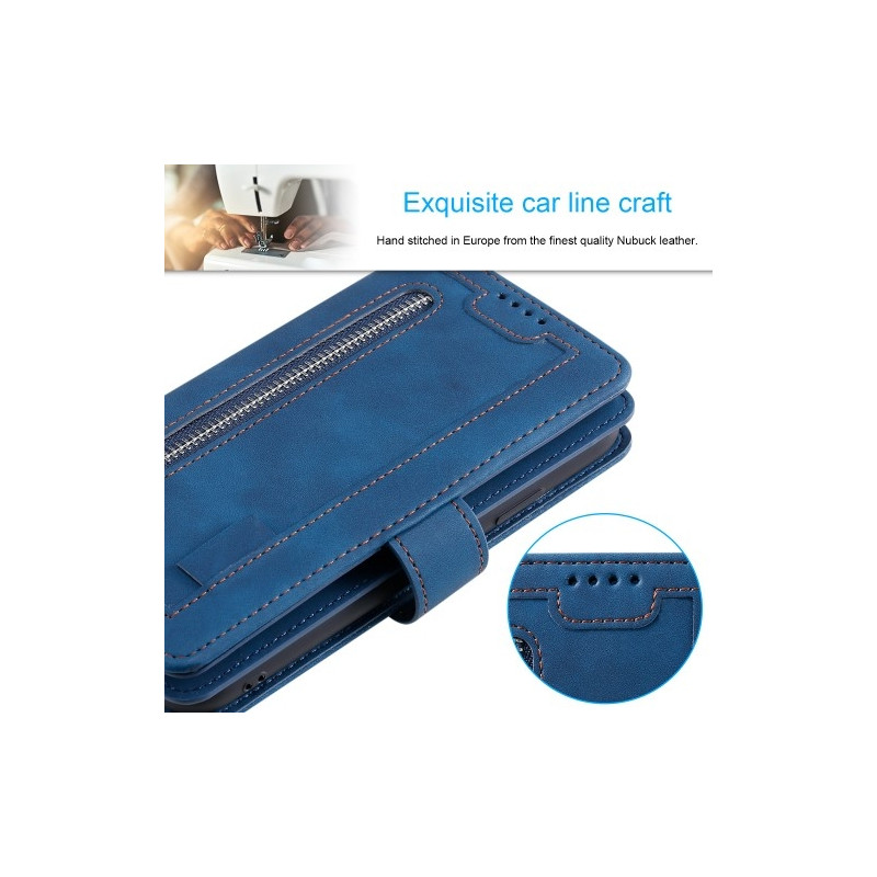 For Xiaomi 14T Pro Case Zipper Pocket PU Leather Phone Cover with 9 Card Slots