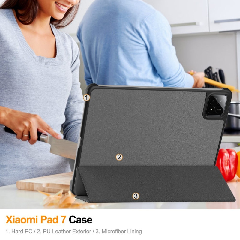 Slim Fit Cover Case til Xiaomi Pad 7 Auto Wake / Sleep - Grå