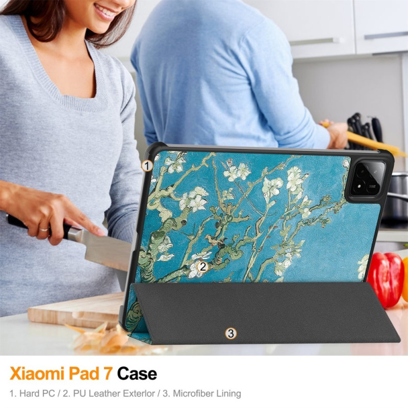 Slim Fit Dekselveske Til Xiaomi Pad 7 Auto Wake/Sleep - Apricot Blossom