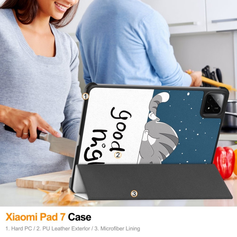 Slim Fit Cover Case til Xiaomi Pad 7 Auto Wake / Sleep - Cat