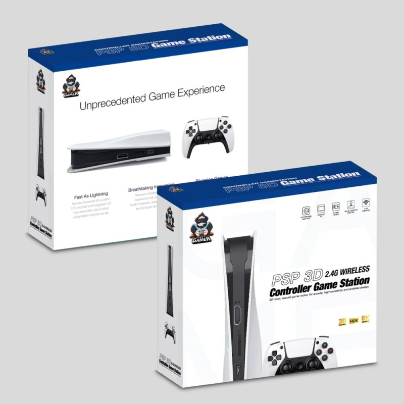 Trådlös HD Videospel Konsol 128G Plug and Play Game Station med 2 spelkontroller