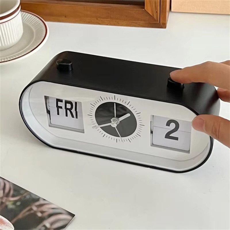 Manual Side Ur Rotation Skrivebord Vækkeur Kalender Ur