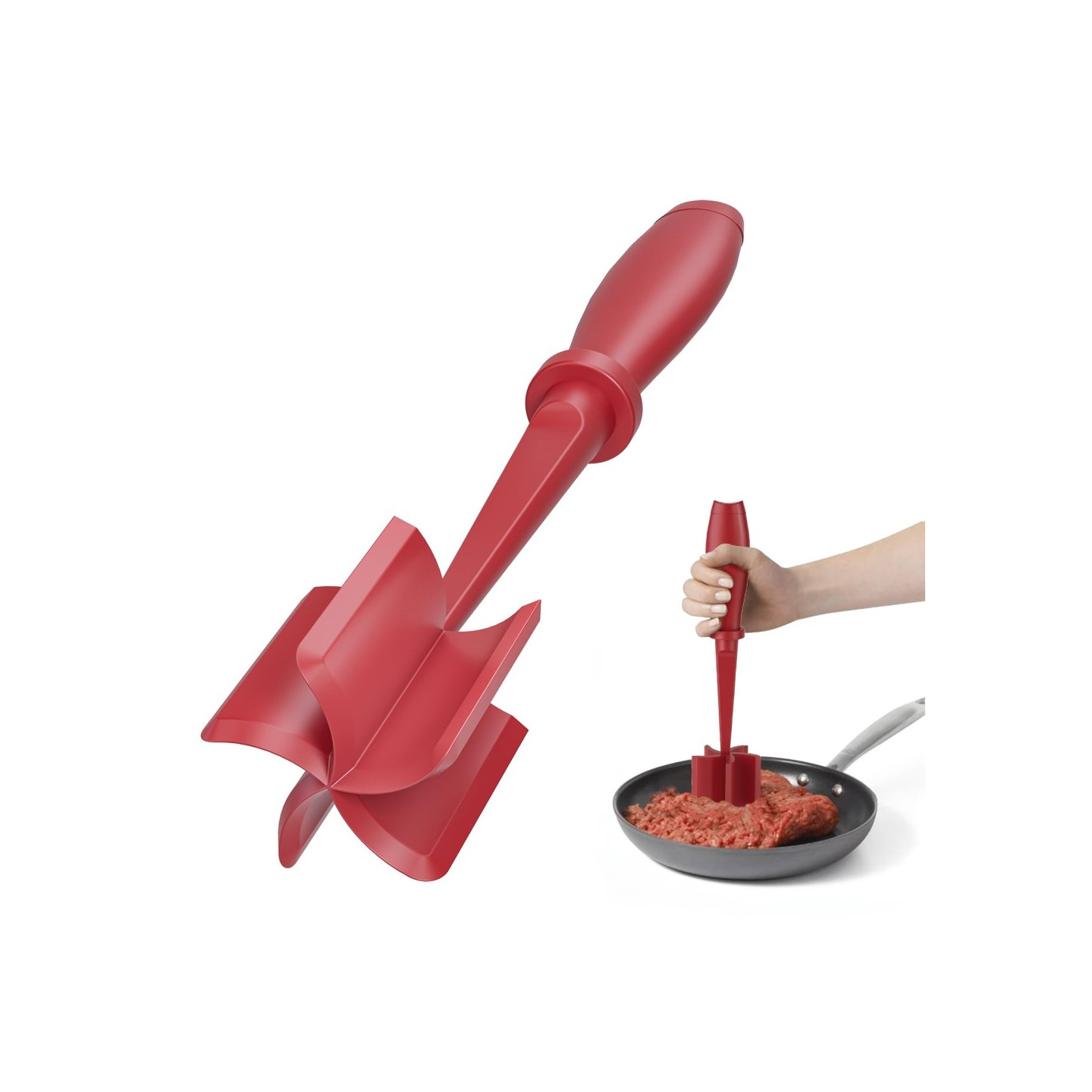 Hamburger Meat Mincer Potato Masher Grinder Beef Smasher - Red
