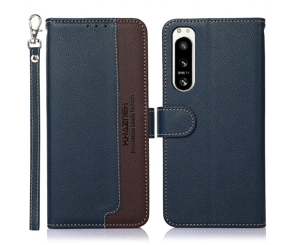 KHAZNEH Sony Xperia 5 IV Plånboksfodral Blå-Brun