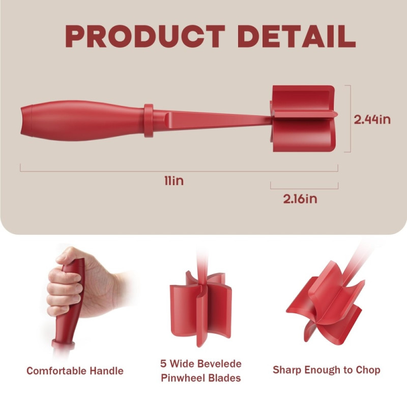 Hamburger Meat Mincer Potato Masher Grinder Beef Smasher - Red