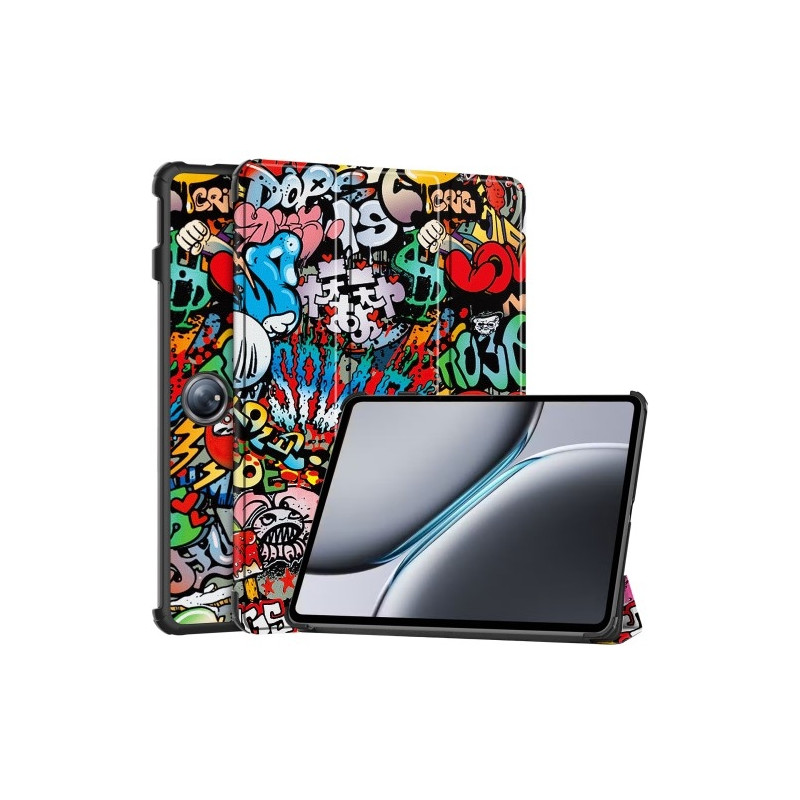 For OnePlus Pad 2 Tri - fold Stand Wake / Sleep Cover Tablet Case - Graffiti