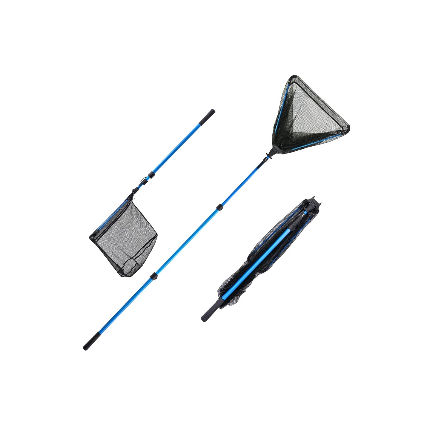 230 cm 3 - delad hopfällbar triangel fiskenät Håv Fiskehåv landningsnät med skopa