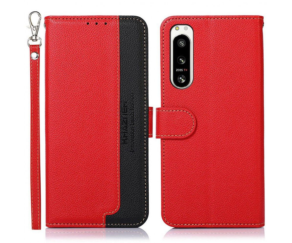 KHAZNEH Sony Xperia 5 IV Plånboksfodral Röd-Svart