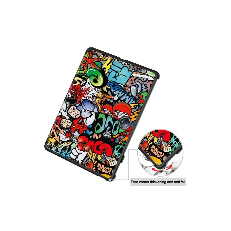 Til OnePlus Pad 2 Tri - fold Stand Wake/Sleep Cover Tabletetui - Graffiti