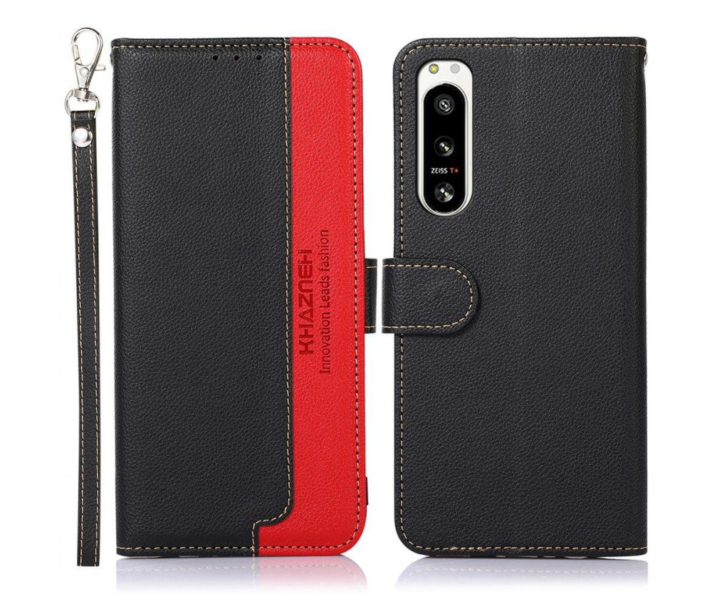 KHAZNEH Sony Xperia 5 IV Plånboksfodral Svart-Röd