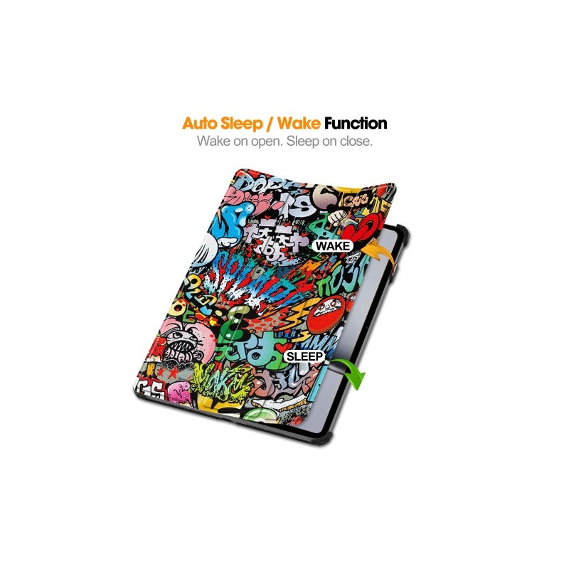 For OnePlus Pad 2 Tri - fold Stand Wake / Sleep Cover Tablet Case - Graffiti