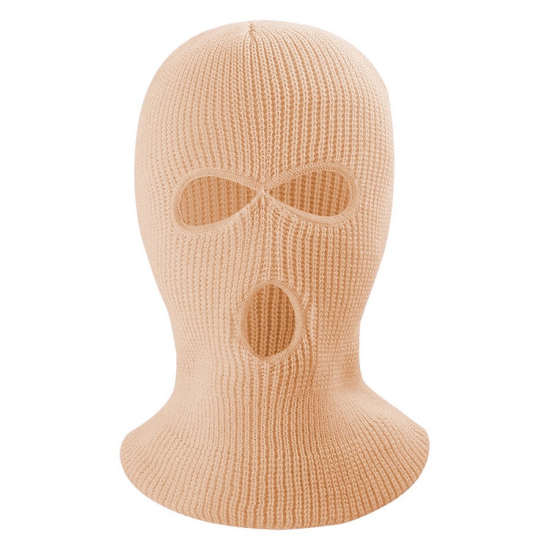 Vinter helmaske Tre - hulls Balaclava Strikket hattehals Damask - Khaki