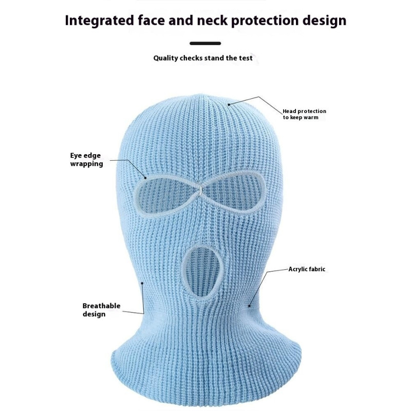 Vinter helmaske Tre - hulls Balaclava Strikket hattehals Damask - Khaki