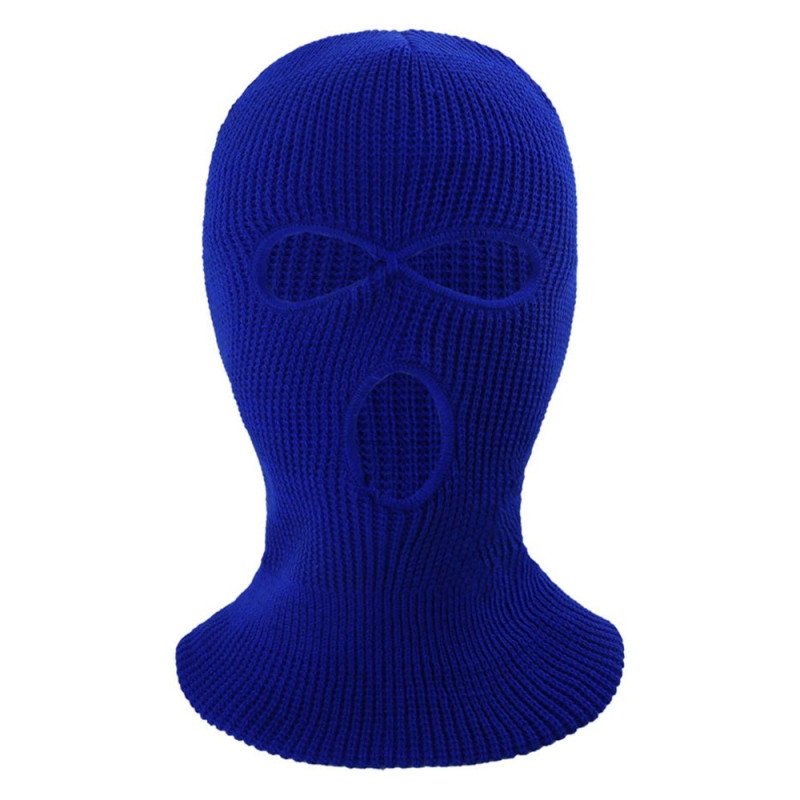 Vinter Helansikte Mask Tre - håls Balaclava Stickad Hatt Hals Damask - Safir