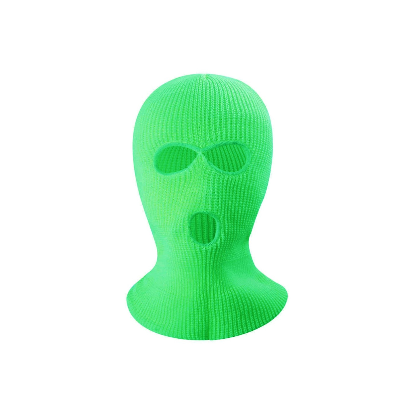 Vinter fuld ansigtsmaske Tre - huls Balaclava strikket hue hals damask - Fluorescent Green