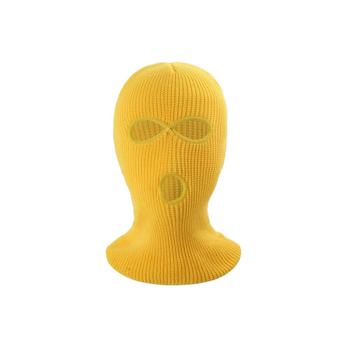 Vinter Helansikte Mask Tre - håls Balaclava Stickad Hatt Hals Damask - Gul