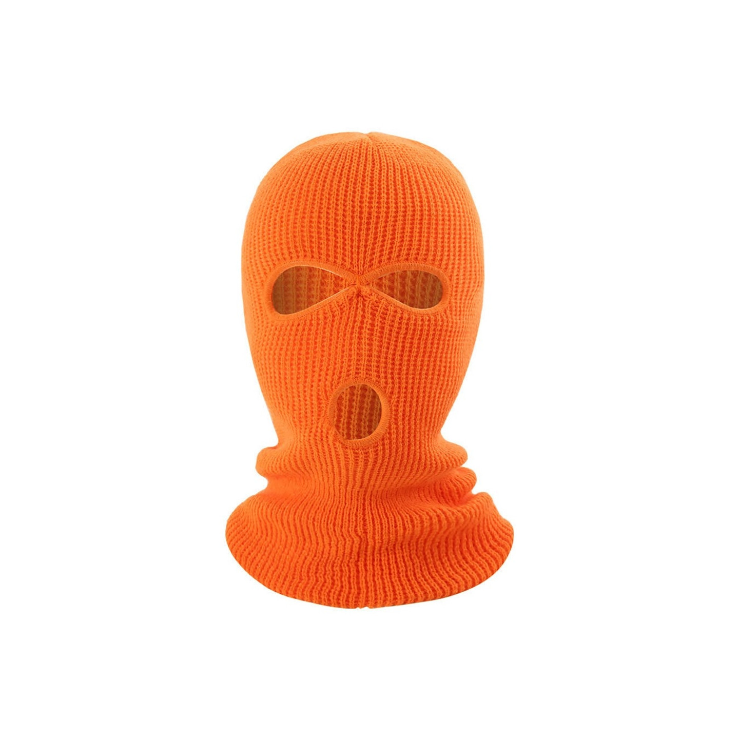 Winter Full Face Mask Three - Hole Balaclava Knitted Hat Neck Damask - Orange