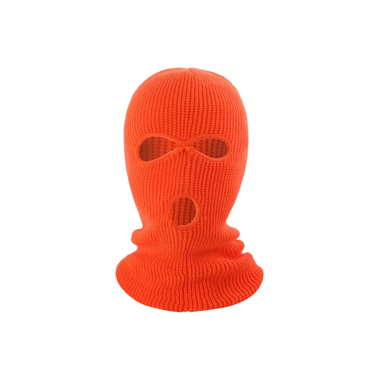 Vinter helmaske Tre - hulls Balaclava Strikket hattehals Damask - Fluorescerende Oransje
