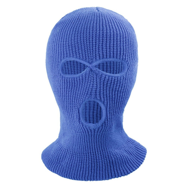 Winter Full Face Mask Three - Hole Balaclava Knitted Hat Neck Damask - Dark blue