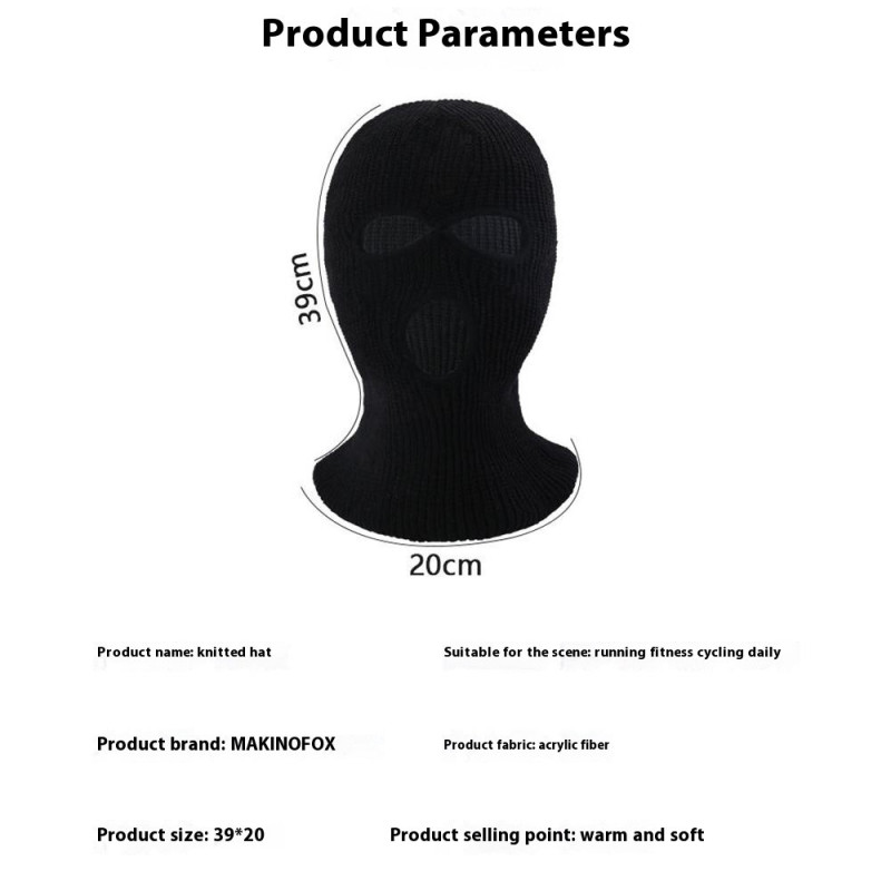 Vinter Helansikte Mask Tre - håls Balaclava Stickad Hatt Hals Damask - MörkBlå