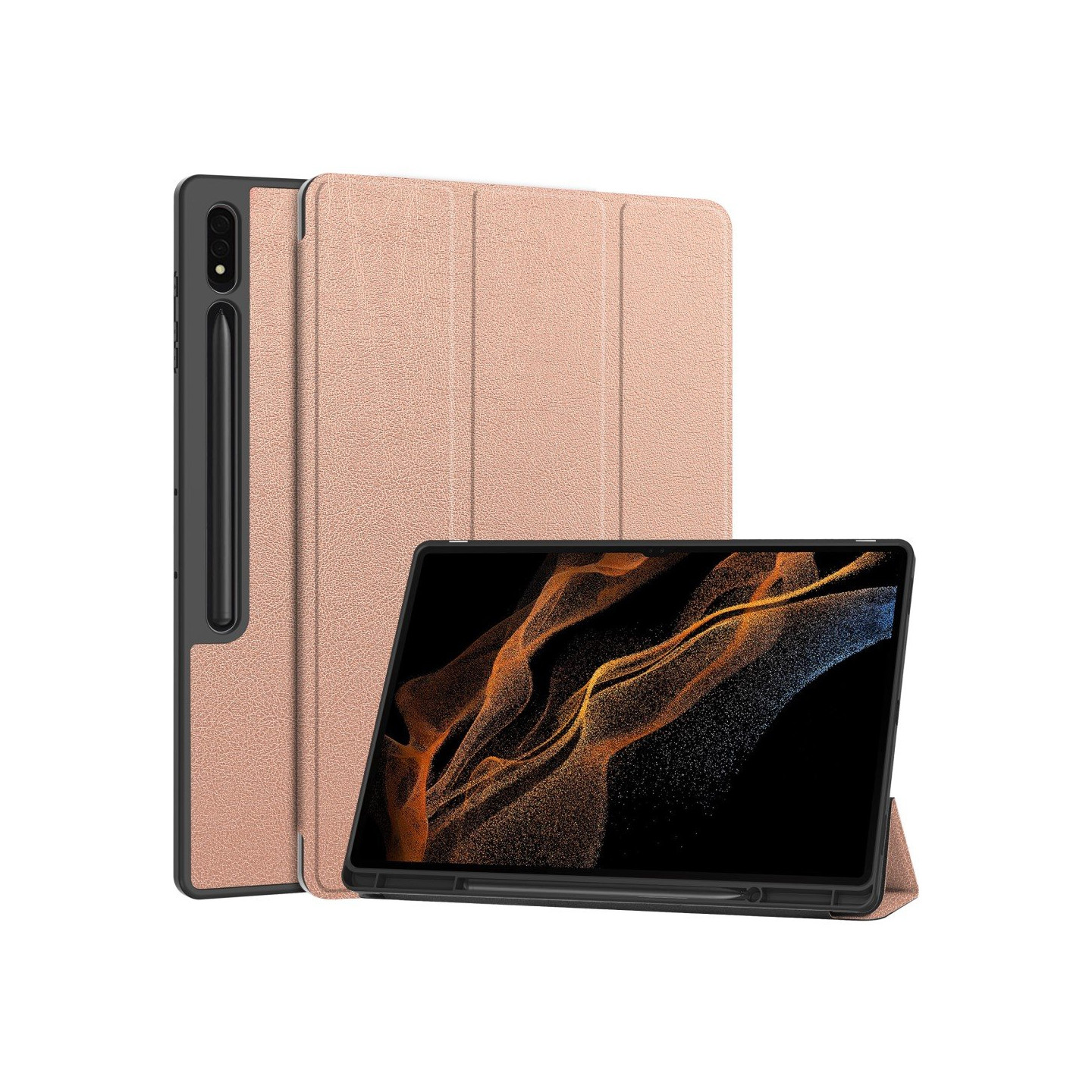 Samsung Galaxy Tab S10 Ultra Jalustakotelo Iskunkestävä Nahkainen Kotelo Kynänpidikkeellä