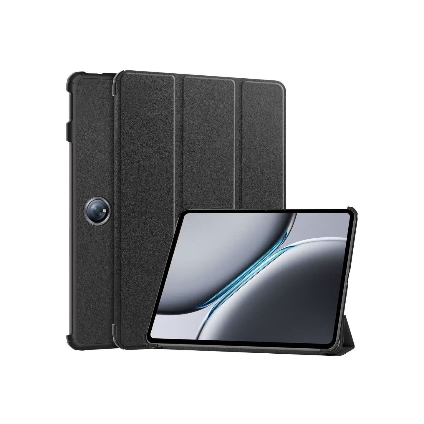 For OnePlus Pad 2 Tri - fold Stand Wake / Sleep Cover Tablet Case - Black