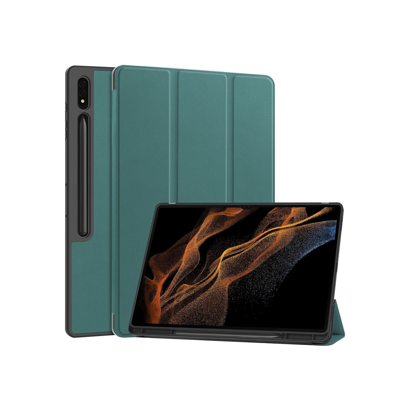 Til Samsung Galaxy Tab S10 Ultra Stativcover Stødsabsorberende Cover med Pen Holder