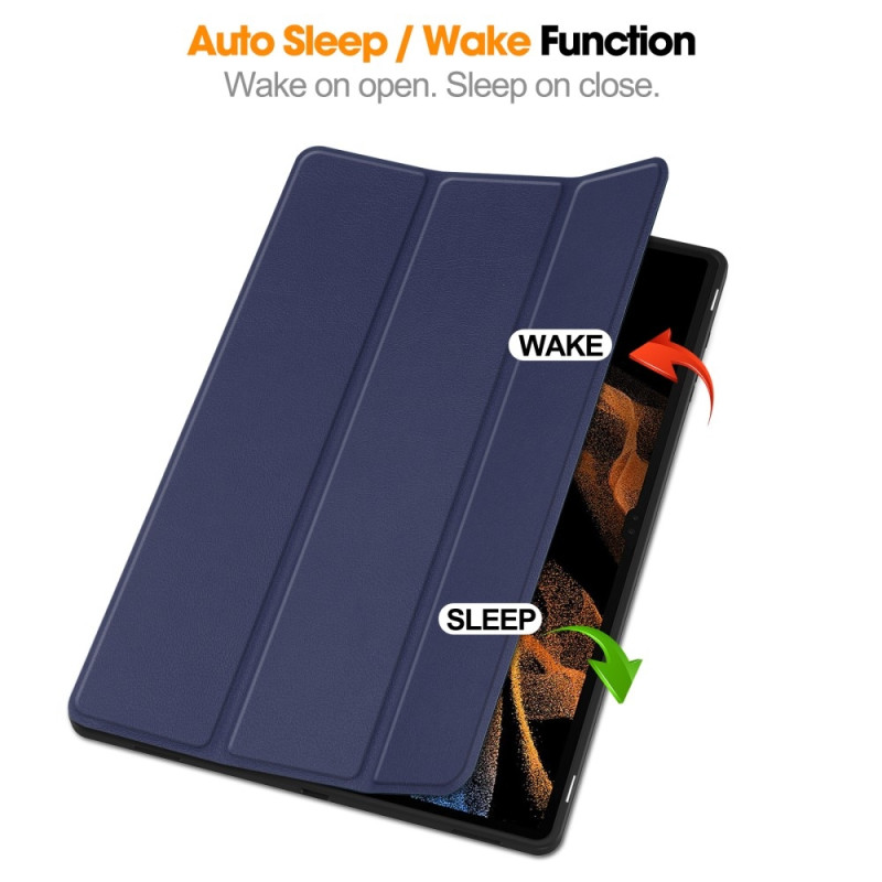 Til Samsung Galaxy Tab S10 Ultra Stativveske Støtsikker med Pennholder - Mørkeblå