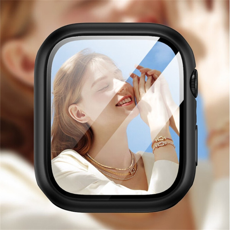 For A Watch Series 10 46mm Case Shell with tempered glass - black