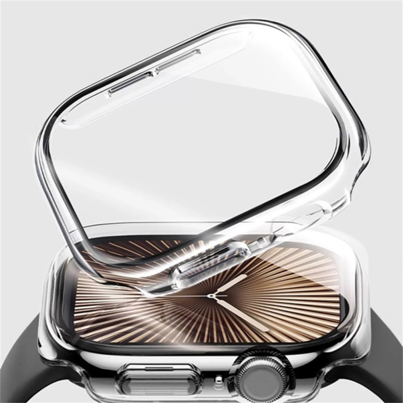 For A Watch Series 10 46mm Etui Shell med hærdet glas - Gennemsigtig