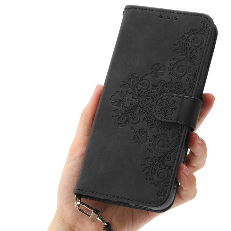 Til Samsung Galaxy A16 5G / A16 4G Cover med Blomstermønster Wallet Cover - Sort