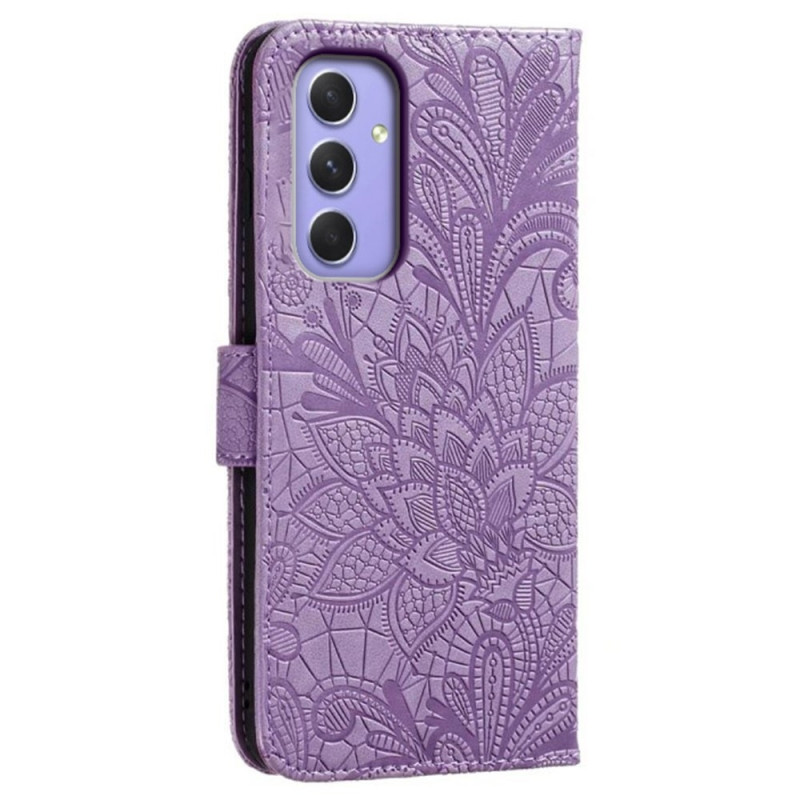 For Samsung Galaxy A16 5G Case Lace Flowers PU Leather Flip Wallet Phone Cover