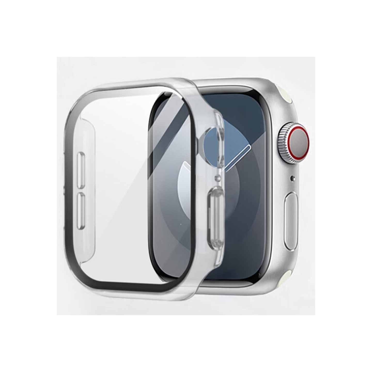 For A Watch Series 10 42mm Etui Shell med hærdet glas - Gennemsigtig