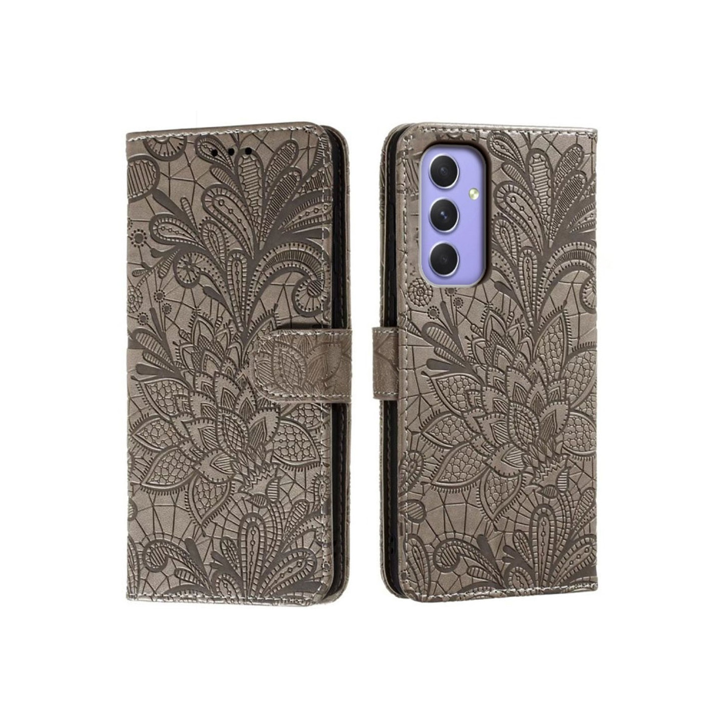 For Samsung Galaxy A16 5G Case Lace Flowers PU Leather Flip Wallet Phone Cover