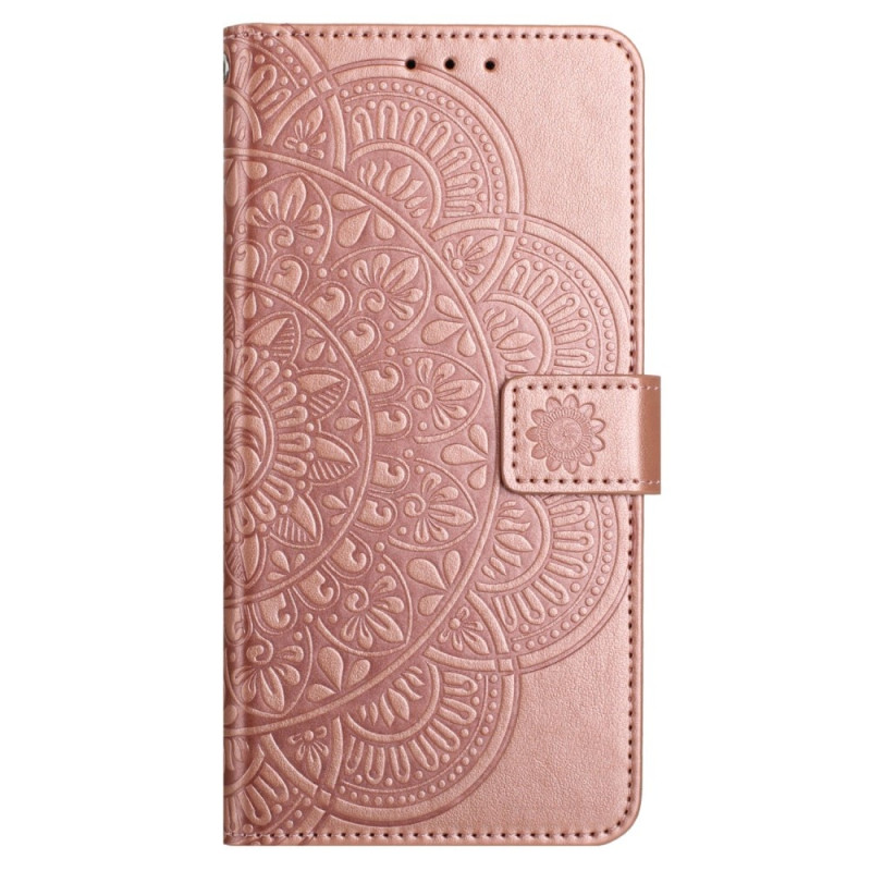 For Samsung Galaxy A16 5G Leather Case with Card Slots Mandala Pattern Phone Cover Stand - Rose Gold