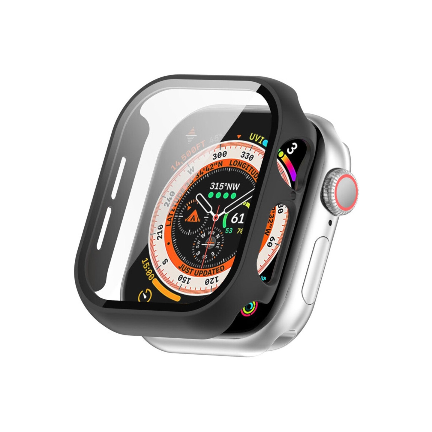 For A Watch Series 10 42mm Etui Shell med hærdet glas - sort