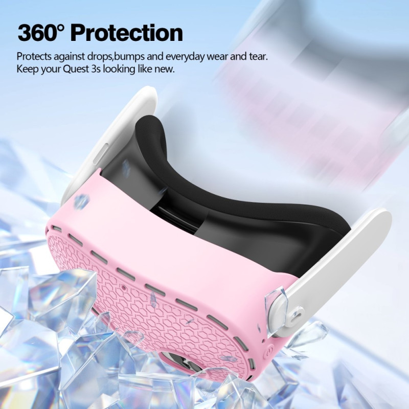 Til Meta Quest 3S beskyttende etui VR Headset Silikone Cover - Pink