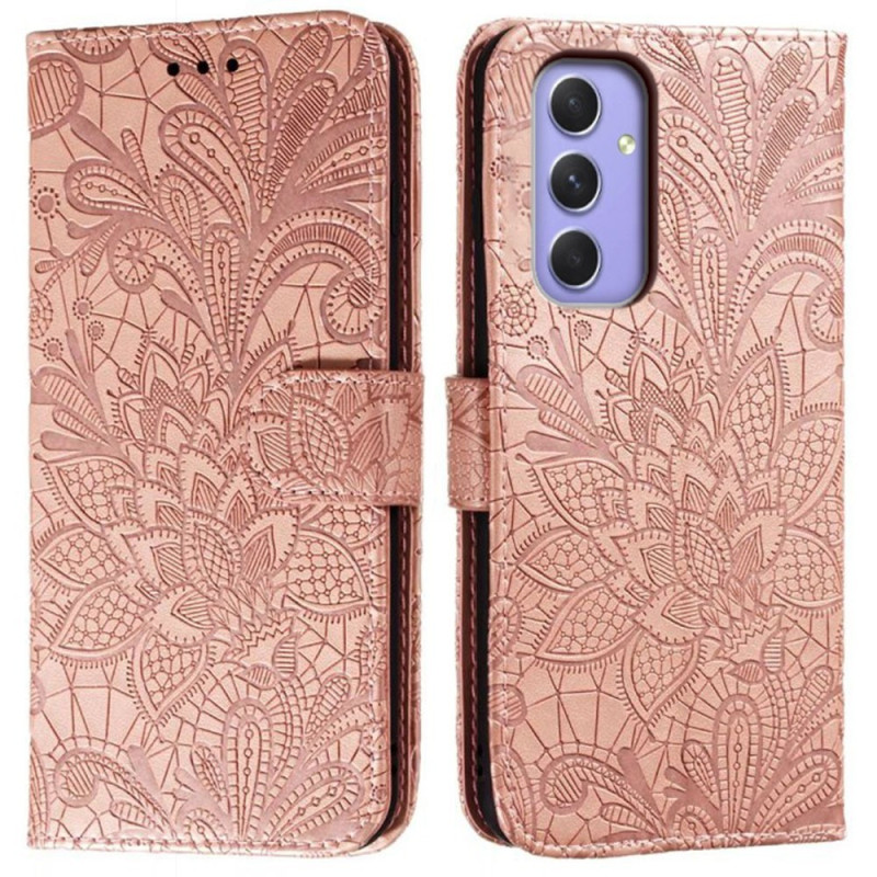 Til Samsung Galaxy A16 5G / A16 4G Flip Cover i PU Læder med Blomster Mønster