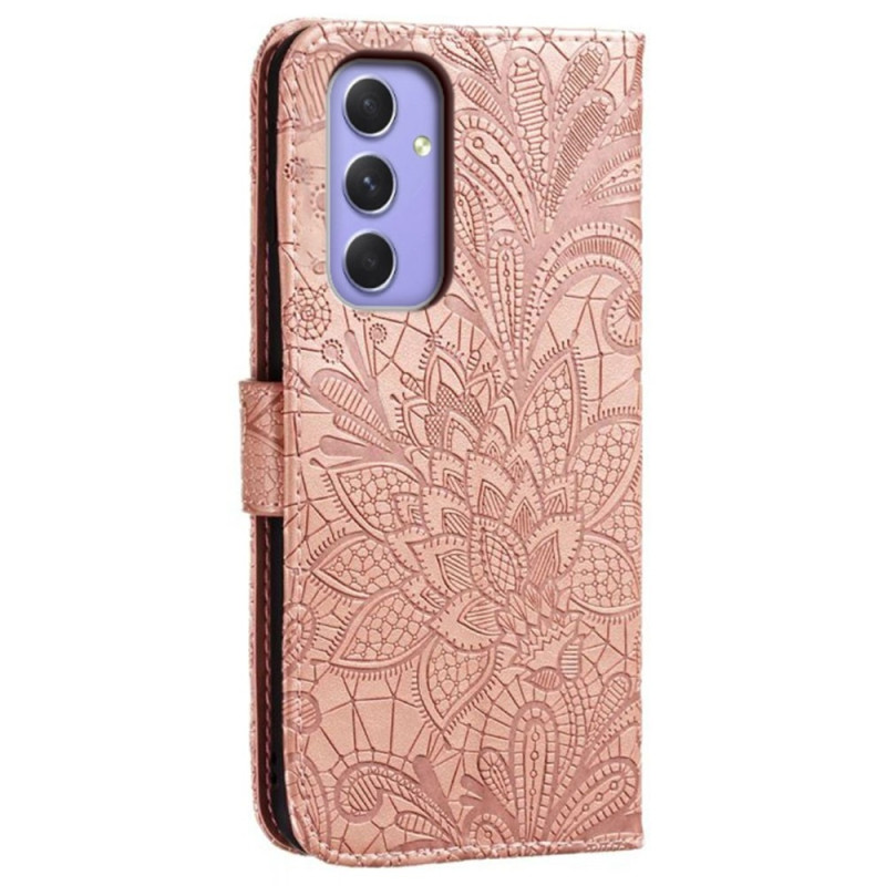 Till Samsung Galaxy A16 5G / A16 4G fodral i PU - läder med Blommönster - Roséguld