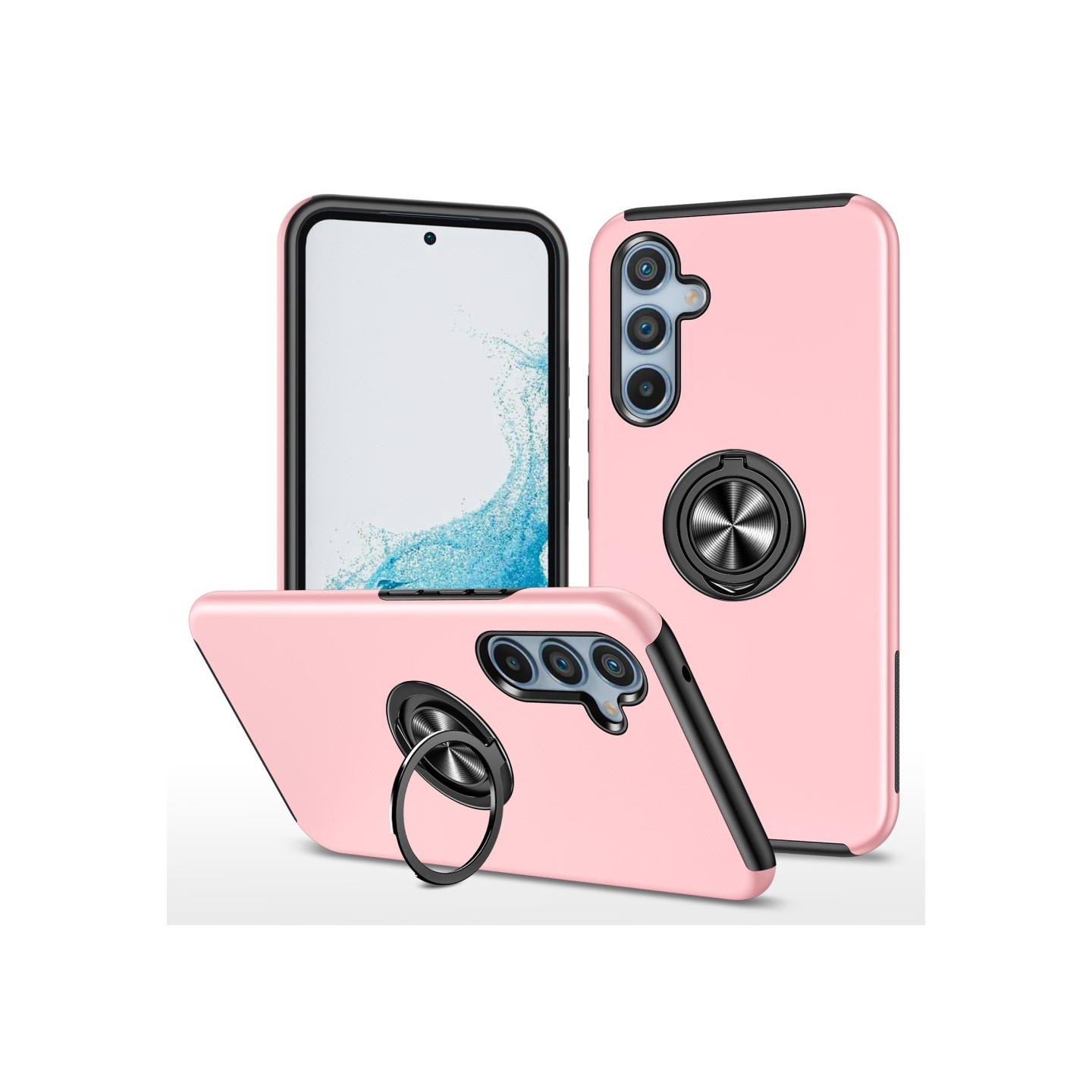 Till Samsung Galaxy A16 5G / A16 4G Hybridskal med Roterbar Ringhållare - Rosa