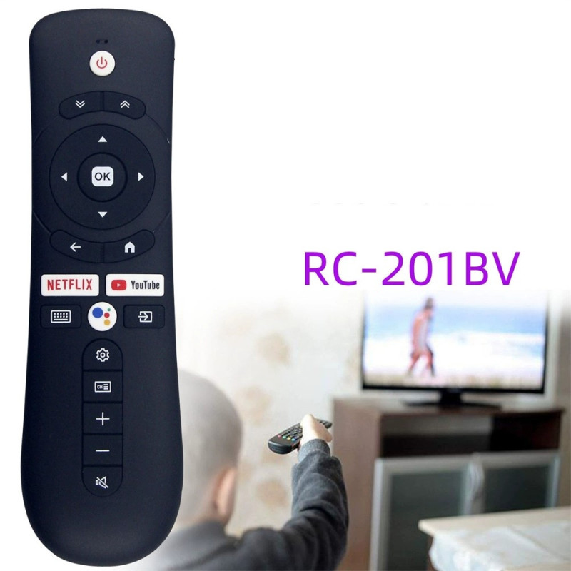 TV-fjernbetjening til erstatning for RC-201BV til Syinix 4K UHD TV med stemmefunktion
